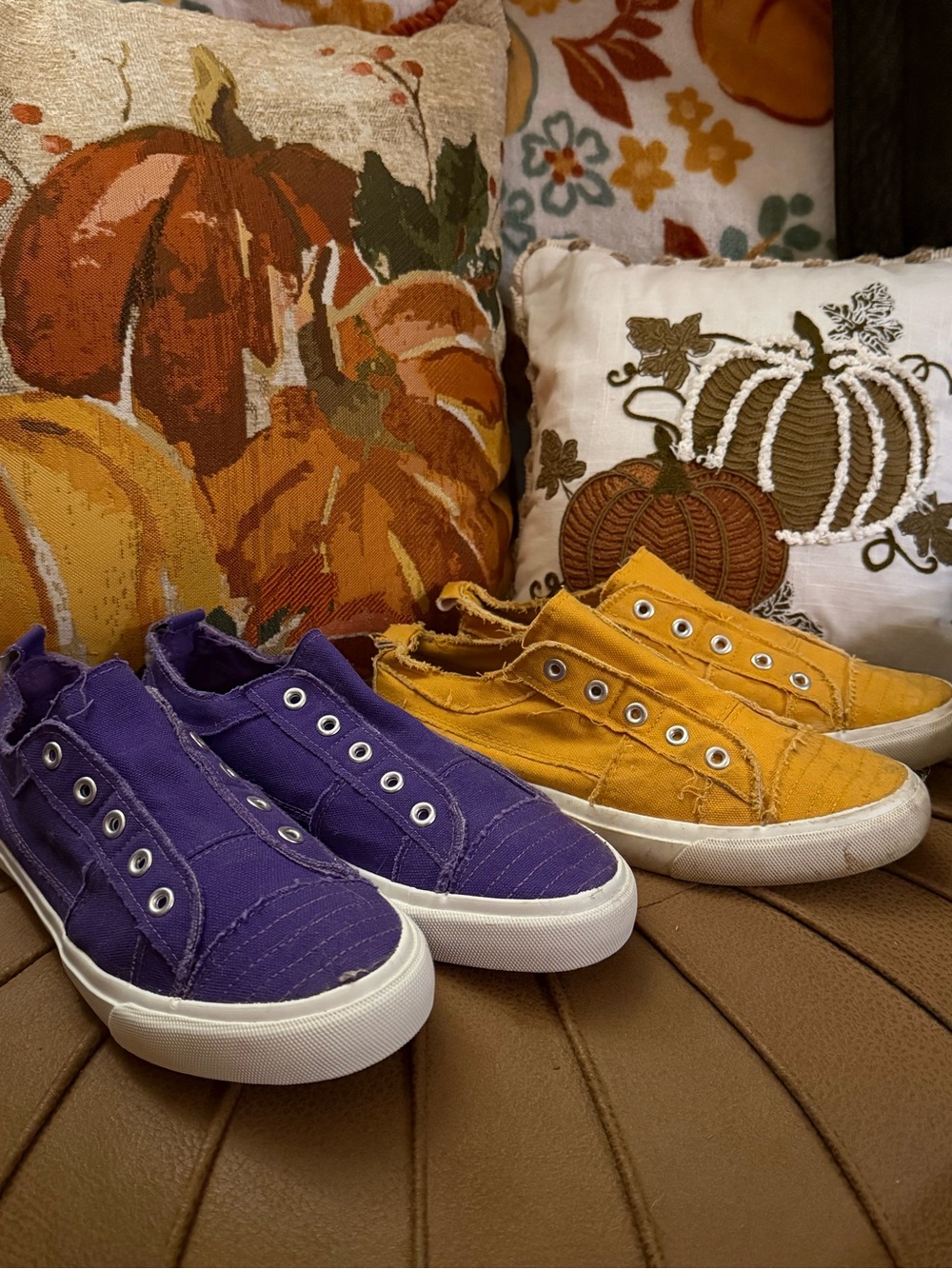 Women’s Corkys Babalu Slip On Sneakers Size 8 Lot Purple & Yellow